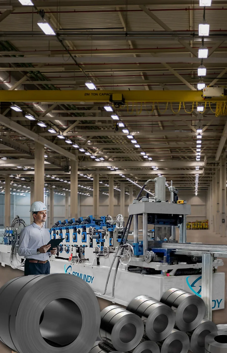 Imagen de una maquina de fabricación de estructuras de steel framing